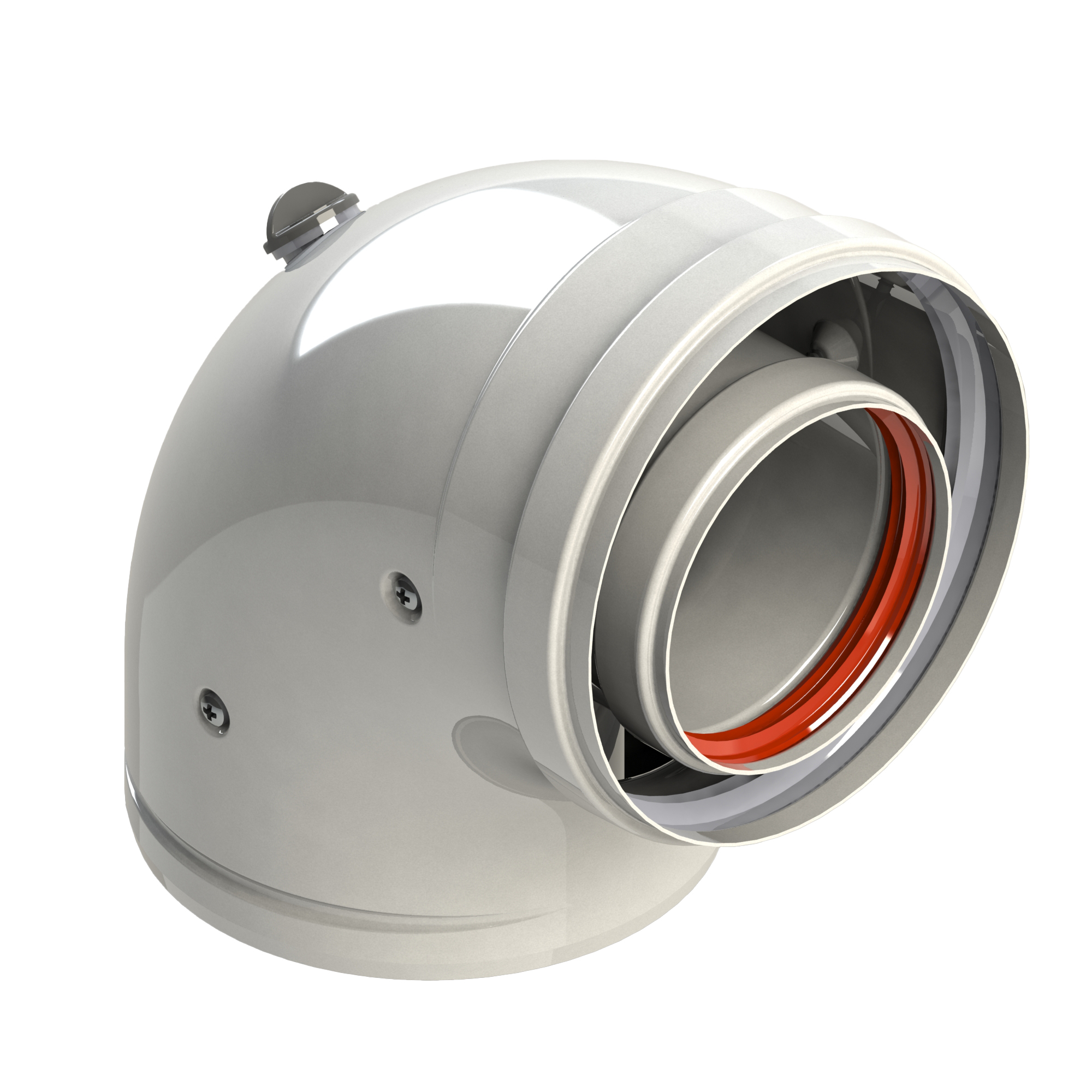 Угольник коаксиальный с контрольной точкой D=80 x 125 мм 45°